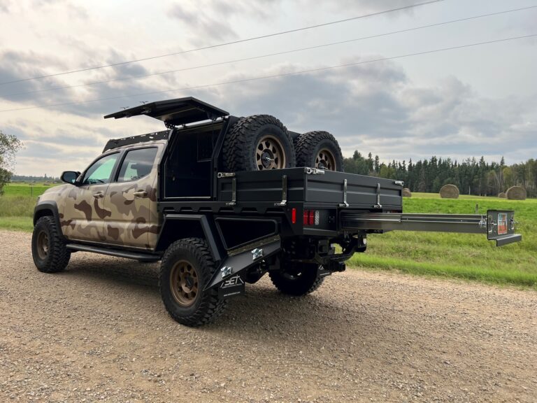 SUMMIT EXPEDITION TRUCKS TOYOTA TACOMA DOUBLE CAB SHORT BOX BED EXPEDITION HALF CANOPY FLATBED TRUCK 7