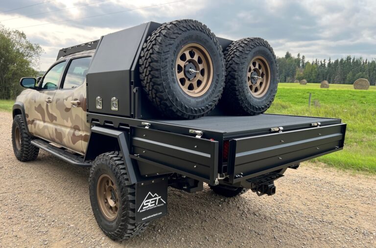 SUMMIT EXPEDITION TRUCKS TOYOTA TACOMA DOUBLE CAB SHORT BOX BED EXPEDITION HALF CANOPY FLATBED TRUCK 8